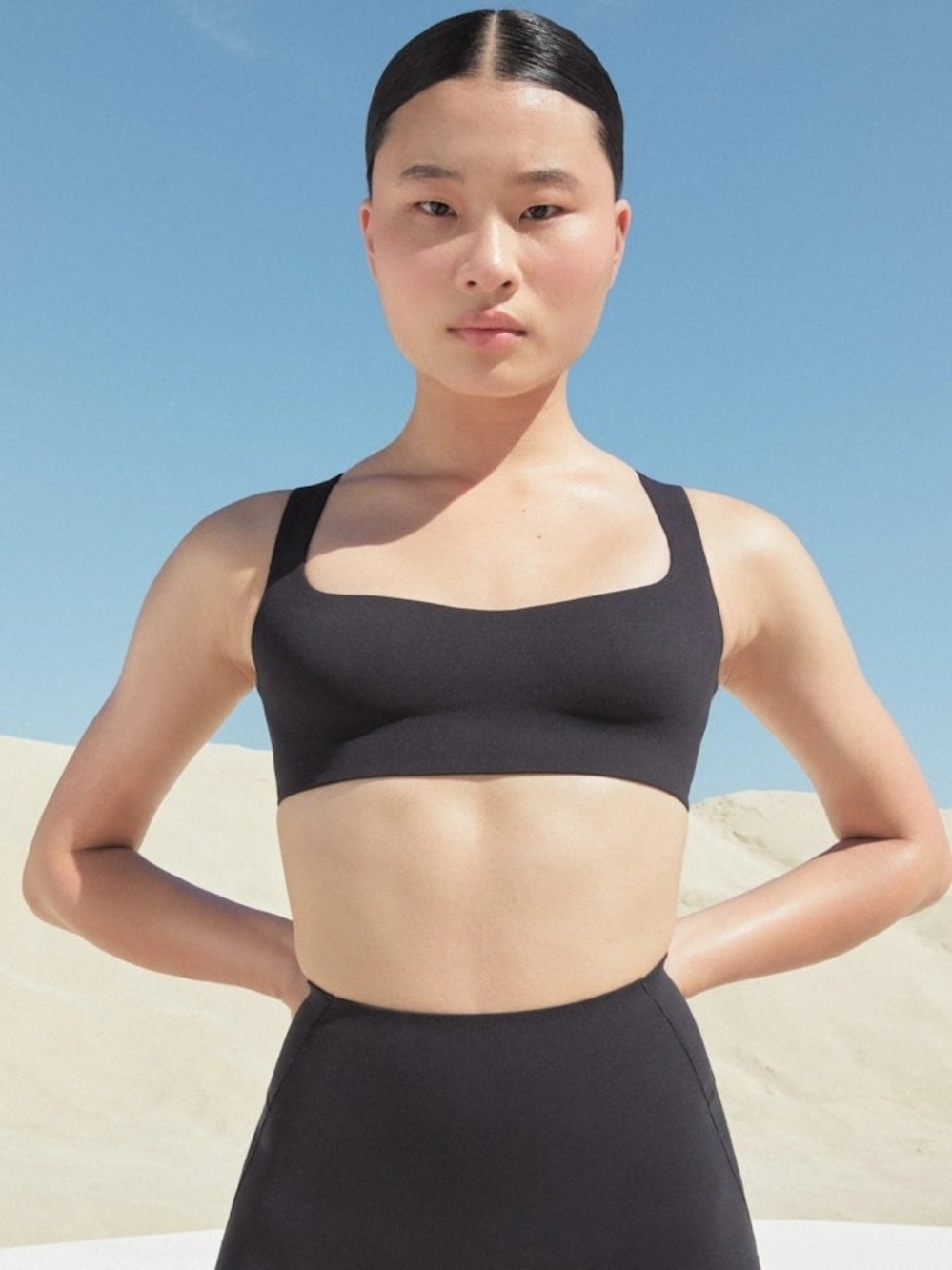 SKIMS Black Seamless Square-Neck Bralette